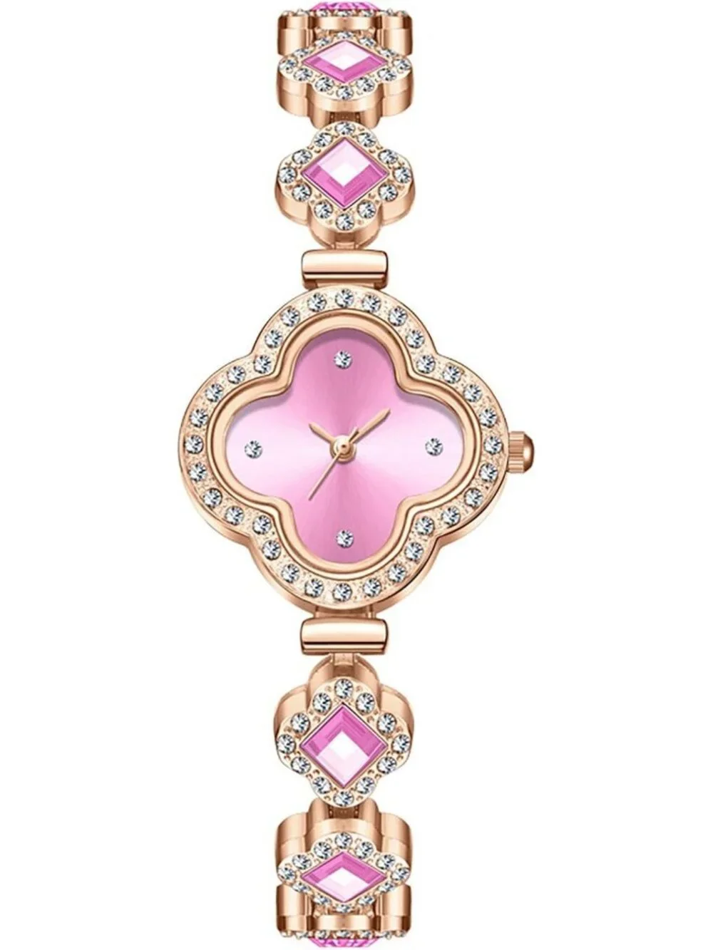 Women's Pink Diamond Bracelet Fashion Dress Quartz Luxury Elegant Wrist Watch